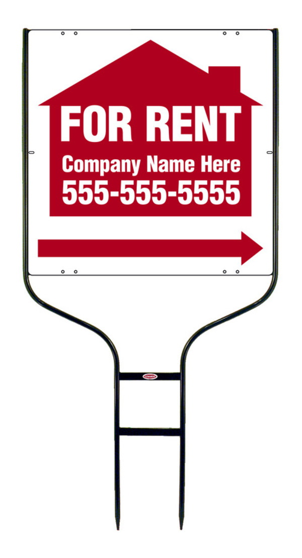 For Rent Round Rod Sign Units with Space for Company Name, 24h x 24w, Black